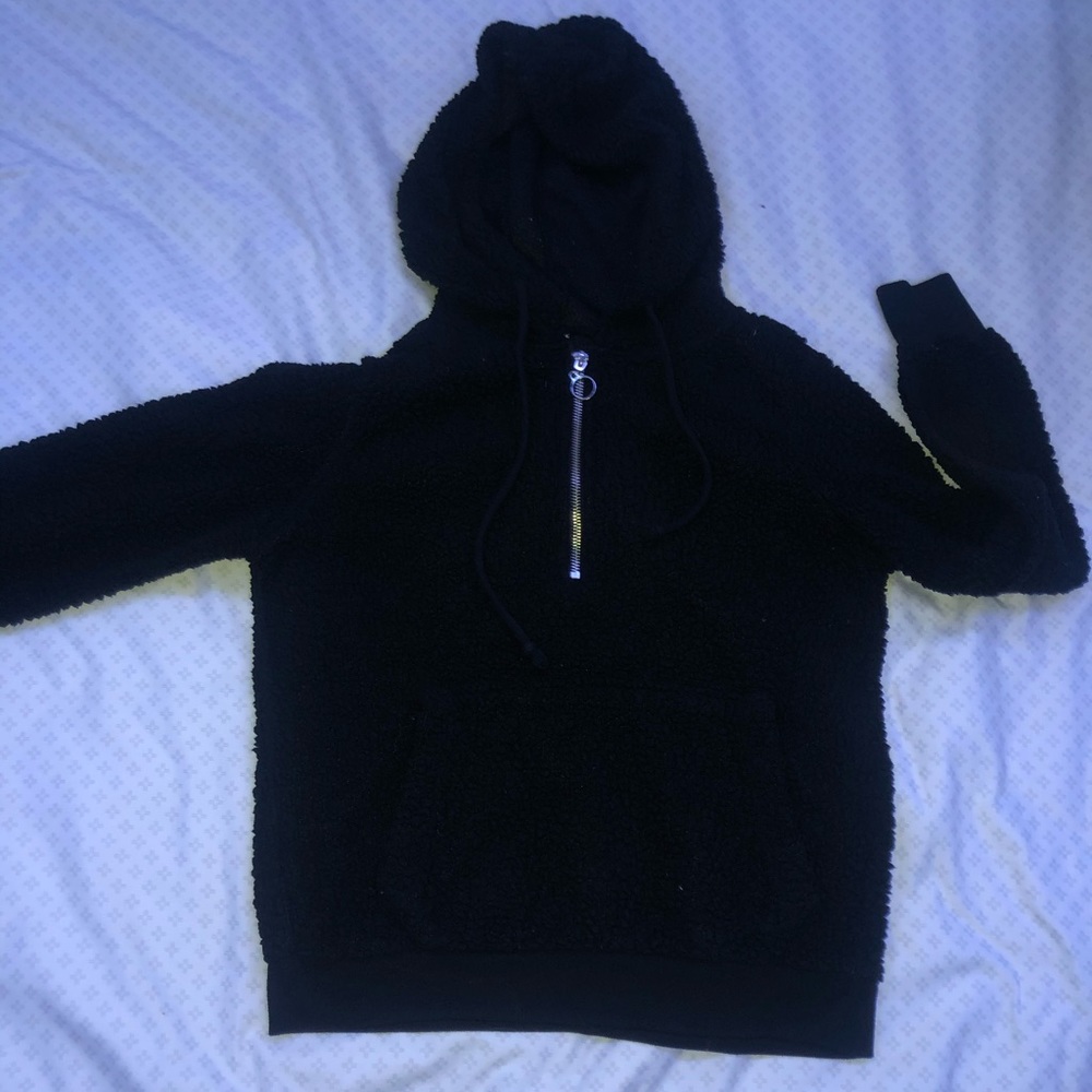 black sherpa zipup hoodie